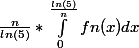 \frac{n}{ln(5)}*\int_{0}^{\frac{ln(5)}{n}}{fn(x)dx}